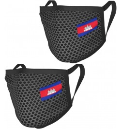 Flag of Cambodia Face Mask 2 Pcs Face Cover Reusable Washable Breathable for Men Women Balaclavas Bandanas Black $11.49 Balac...