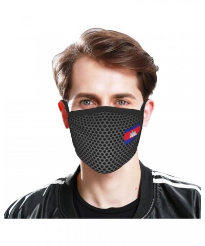 Flag of Cambodia Face Mask 2 Pcs Face Cover Reusable Washable Breathable for Men Women Balaclavas Bandanas Black $11.49 Balac...