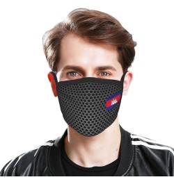 Flag of Cambodia Face Mask 2 Pcs Face Cover Reusable Washable Breathable for Men Women Balaclavas Bandanas Black $11.49 Balac...