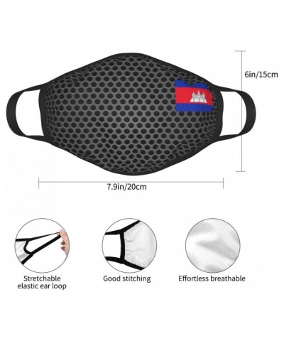 Flag of Cambodia Face Mask 2 Pcs Face Cover Reusable Washable Breathable for Men Women Balaclavas Bandanas Black $11.49 Balac...