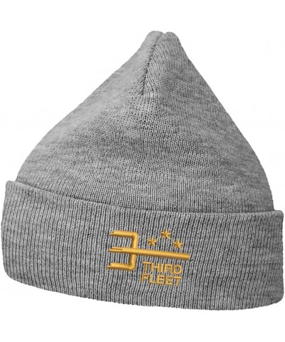 for Navy The Third Fleet Embroidered Men's Beanies Hats Casual Winter Knit Hat Unisex Beanie Grey $10.50 Skullies & Beanies