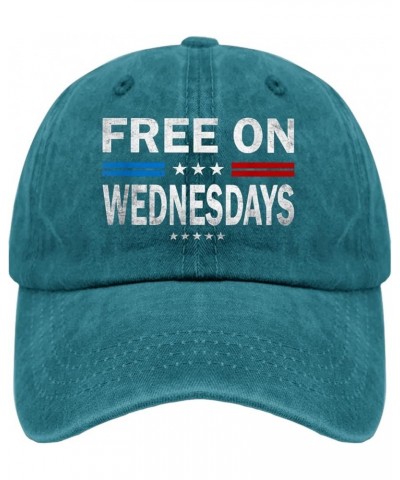 Biden Free On Wednesdays 2024 Hat Biden Hats for Mens Womens Pigment Black Cowgirl Hat Birthday Hat Cyan Blue $11.72 Cowboy Hats