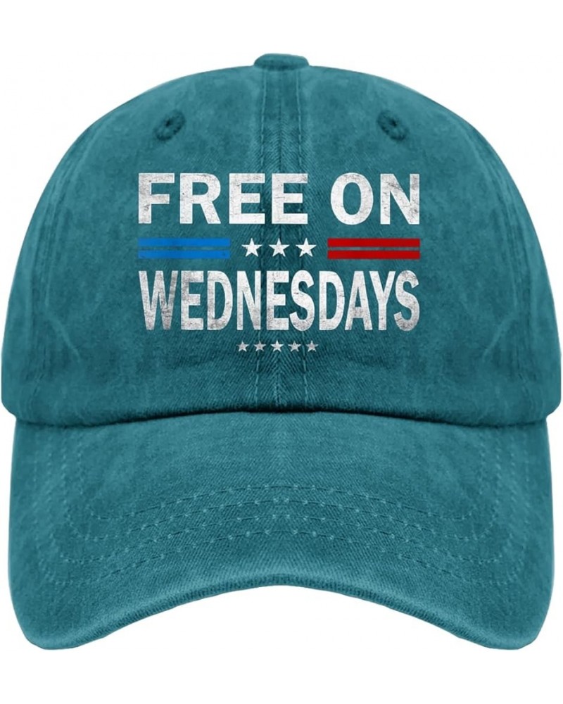 Biden Free On Wednesdays 2024 Hat Biden Hats for Mens Womens Pigment Black Cowgirl Hat Birthday Hat Cyan Blue $11.72 Cowboy Hats