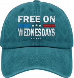 Biden Free On Wednesdays 2024 Hat Biden Hats for Mens Womens Pigment Black Cowgirl Hat Birthday Hat Cyan Blue $11.72 Cowboy Hats