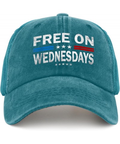 Biden Free On Wednesdays 2024 Hat Biden Hats for Mens Womens Pigment Black Cowgirl Hat Birthday Hat Cyan Blue $11.72 Cowboy Hats