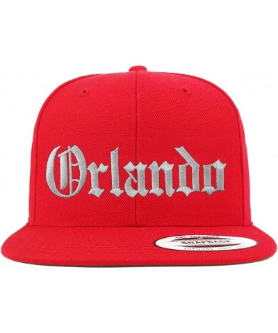 Orlando Old English Embroidered Flatbill Snapback Red $12.60 Baseball Caps