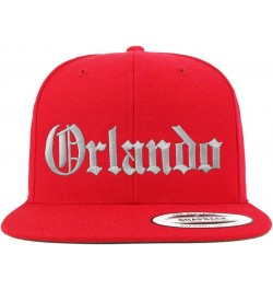 Orlando Old English Embroidered Flatbill Snapback Red $12.60 Baseball Caps