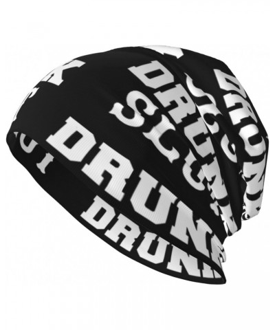 Drunk Slut Beanie Skull Cap Warm Knit Slouchy Hat for Women Men Black $14.06 Skullies & Beanies