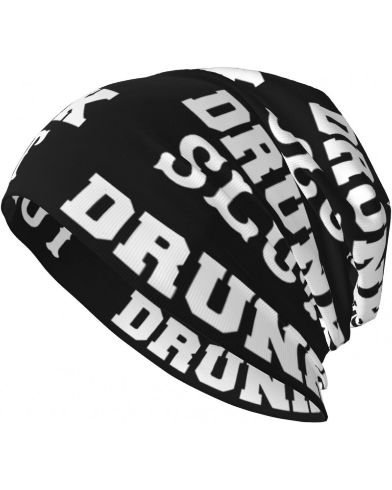 Drunk Slut Beanie Skull Cap Warm Knit Slouchy Hat for Women Men Black $14.06 Skullies & Beanies