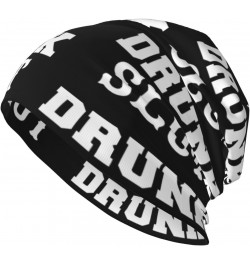 Drunk Slut Beanie Skull Cap Warm Knit Slouchy Hat for Women Men Black $14.06 Skullies & Beanies