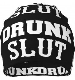 Drunk Slut Beanie Skull Cap Warm Knit Slouchy Hat for Women Men Black $14.06 Skullies & Beanies