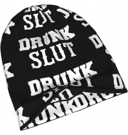 Drunk Slut Beanie Skull Cap Warm Knit Slouchy Hat for Women Men Black $14.06 Skullies & Beanies