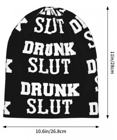 Drunk Slut Beanie Skull Cap Warm Knit Slouchy Hat for Women Men Black $14.06 Skullies & Beanies