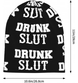 Drunk Slut Beanie Skull Cap Warm Knit Slouchy Hat for Women Men Black $14.06 Skullies & Beanies