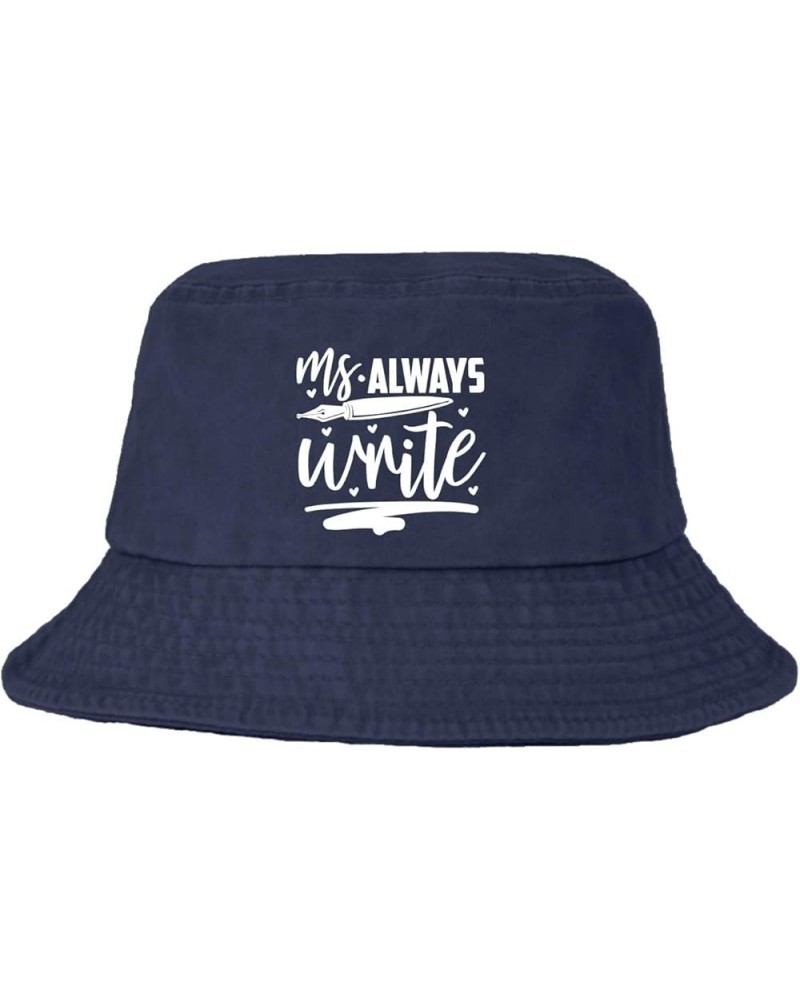 Ms. Always Write Bucket Hat Bucket Hat Flodable Womens Hats for Travel Accessories for Basketball Must Haves Navy $9.24 Bucke...