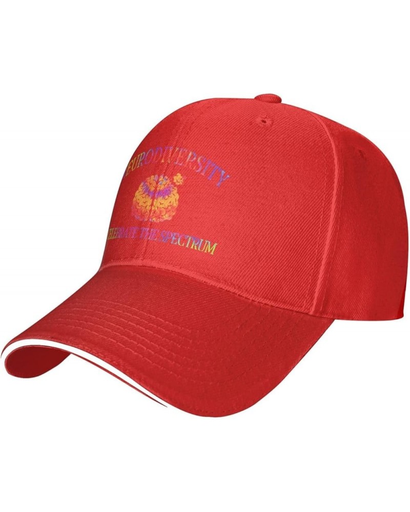 Unisex Baseball Hats Neurodiversity Brain Autism Awareness Low Profile Dad Hat Adjustable Casquette Cap Red $9.71 Baseball Caps