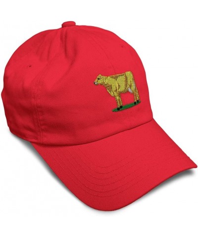 Soft Baseball Cap Brown Swiss Farm and Domesticated Animals Cotton Billards Pool Dad Hats for Men & Women Red Design Only $12...