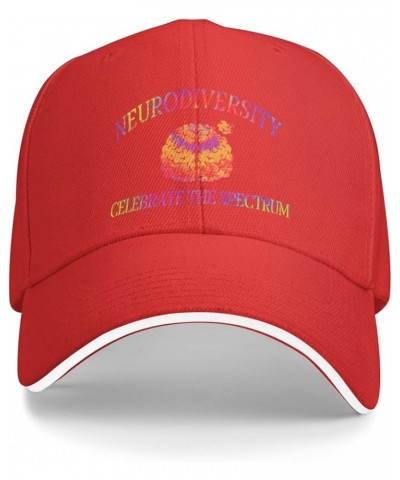 Unisex Baseball Hats Neurodiversity Brain Autism Awareness Low Profile Dad Hat Adjustable Casquette Cap Red $9.71 Baseball Caps