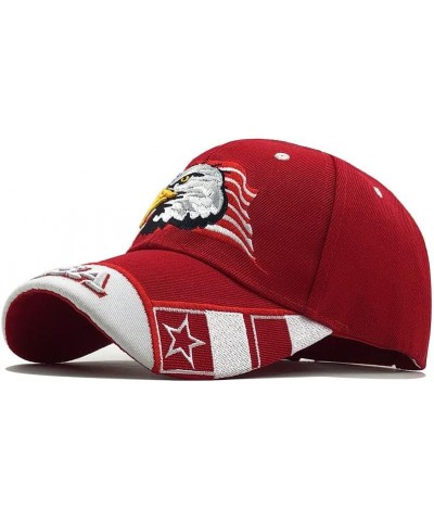 American Flag Eagle Cap Embroidery Eagle Baseball Cap Patriotic Eagle USA Flag Cap Red $13.99 Baseball Caps