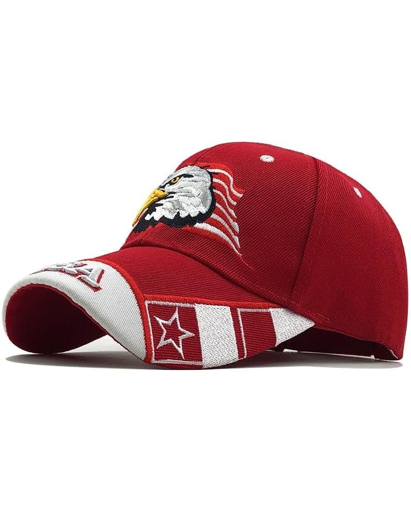 American Flag Eagle Cap Embroidery Eagle Baseball Cap Patriotic Eagle USA Flag Cap Red $13.99 Baseball Caps