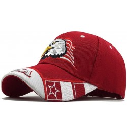 American Flag Eagle Cap Embroidery Eagle Baseball Cap Patriotic Eagle USA Flag Cap Red $13.99 Baseball Caps