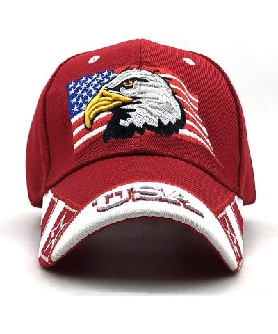 American Flag Eagle Cap Embroidery Eagle Baseball Cap Patriotic Eagle USA Flag Cap Red $13.99 Baseball Caps