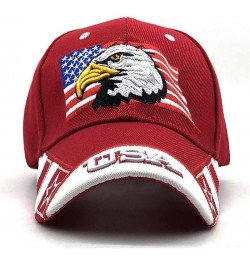 American Flag Eagle Cap Embroidery Eagle Baseball Cap Patriotic Eagle USA Flag Cap Red $13.99 Baseball Caps