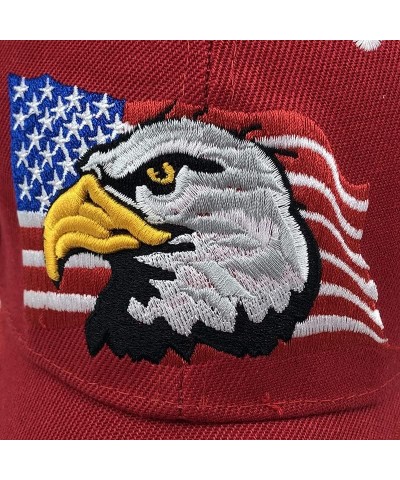 American Flag Eagle Cap Embroidery Eagle Baseball Cap Patriotic Eagle USA Flag Cap Red $13.99 Baseball Caps