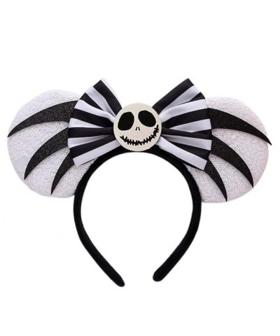 Halloween Sequined Bow Skull Glowing Headband Flash Spider Hair Accessories For Halloween Party Costume Cosplay (White) White...