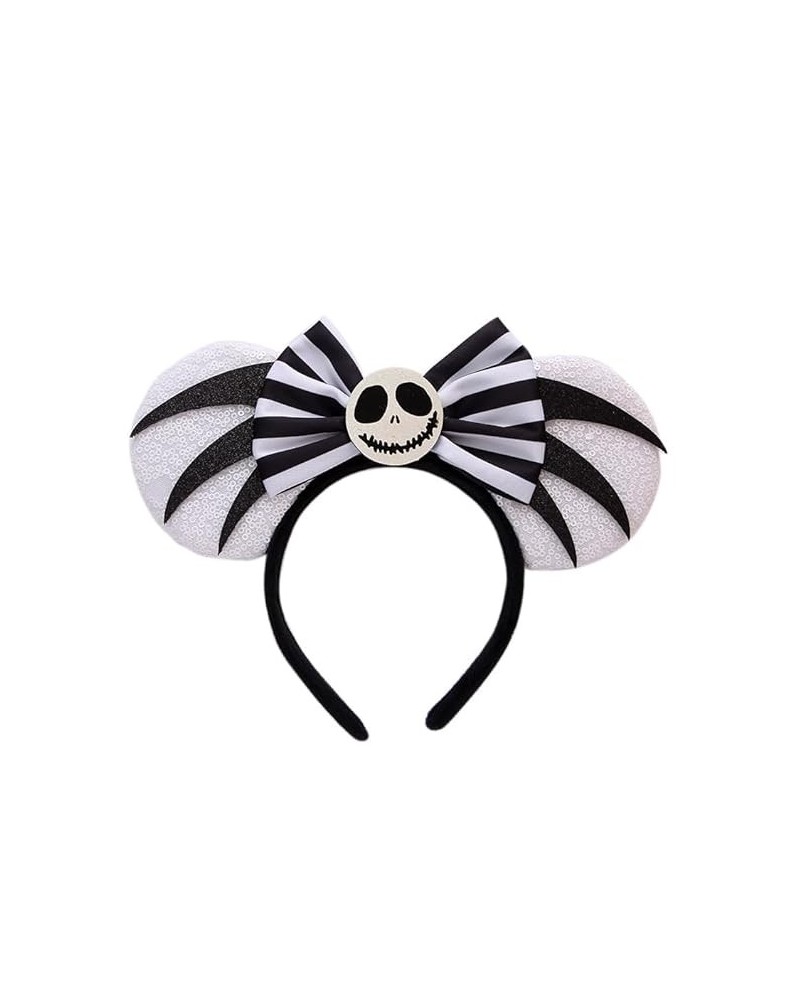 Halloween Sequined Bow Skull Glowing Headband Flash Spider Hair Accessories For Halloween Party Costume Cosplay (White) White...