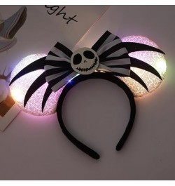 Halloween Sequined Bow Skull Glowing Headband Flash Spider Hair Accessories For Halloween Party Costume Cosplay (White) White...