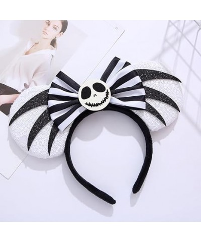 Halloween Sequined Bow Skull Glowing Headband Flash Spider Hair Accessories For Halloween Party Costume Cosplay (White) White...