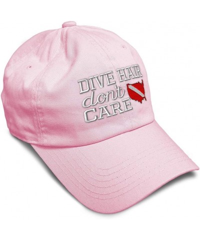 Soft Baseball Cap Dive Hair Don't Care Embroidery Humor Country Twill Cotton Dad Hats for Men & Women Soft Pink Design Only $...