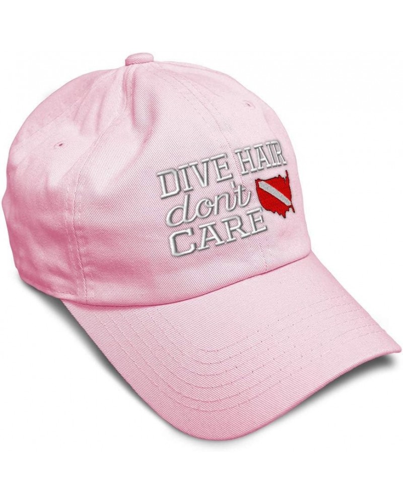 Soft Baseball Cap Dive Hair Don't Care Embroidery Humor Country Twill Cotton Dad Hats for Men & Women Soft Pink Design Only $...