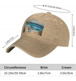 Romantic Beach Print Washed Cowboy Baseball Cap for Adults Adjustable Caps Fashion Cap A Sun Hat Natural $11.59 Baseball Caps