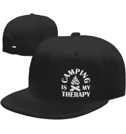 Camping is My Therapy Hat Flat Bill Baseball Cap Hip Hop Style Flat Visor Hats Adjustable Cool Black Cap Unisex Black $10.73 ...