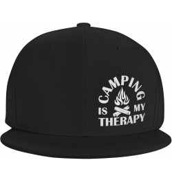 Camping is My Therapy Hat Flat Bill Baseball Cap Hip Hop Style Flat Visor Hats Adjustable Cool Black Cap Unisex Black $10.73 ...