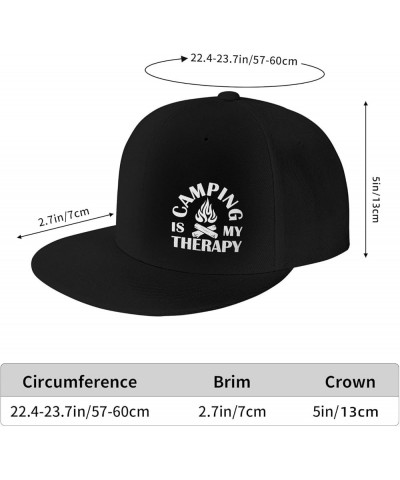 Camping is My Therapy Hat Flat Bill Baseball Cap Hip Hop Style Flat Visor Hats Adjustable Cool Black Cap Unisex Black $10.73 ...