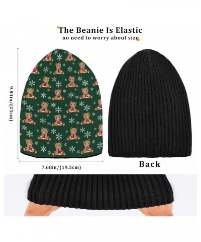 Christmas Bear Snowflake Beanie Hat for Women Men Winter Soft Knit Hat Cuffed Mens Slouchy Beanies Skull Cap Warm Womens Ski ...