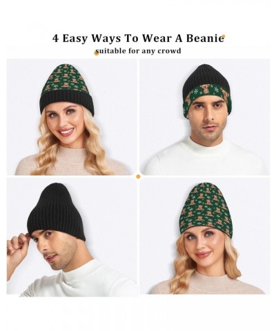 Christmas Bear Snowflake Beanie Hat for Women Men Winter Soft Knit Hat Cuffed Mens Slouchy Beanies Skull Cap Warm Womens Ski ...