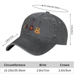 Funny Ukulele Musical Instrument Gifts for Women Hats for Mens Women Baseball Cap Vintage Washed Baseball Hats Black Deep Hea...