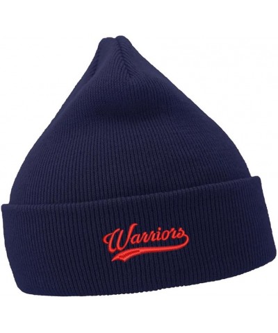 Mens Beanie Hats Warriors Embroidered Casual Knit Hats for Women Winter Navy Acrylic $14.64 Skullies & Beanies