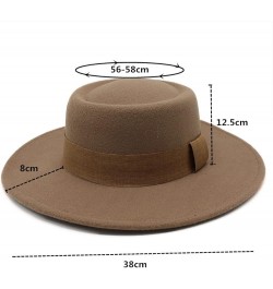 Women Men Fedora Hat Wide Brim Woolen Trilby Hat with Band Panama Hat Ladies Spring Autumn Flat Top Hats Packable Red Wine $1...