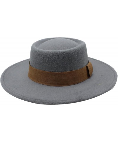 Women Men Fedora Hat Wide Brim Woolen Trilby Hat with Band Panama Hat Ladies Spring Autumn Flat Top Hats Packable Red Wine $1...