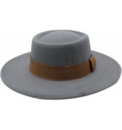 Women Men Fedora Hat Wide Brim Woolen Trilby Hat with Band Panama Hat Ladies Spring Autumn Flat Top Hats Packable Red Wine $1...