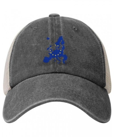 European Union Terrain Map Retro Mesh Baseball Cap Men Women Sport Caps Trucker Hat Deep Heather $12.02 Baseball Caps