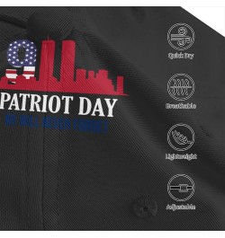 911 Patriot Day Never Forget 911 Cap Tucker Hat Adjustable Baseball Caps Black $13.74 Baseball Caps