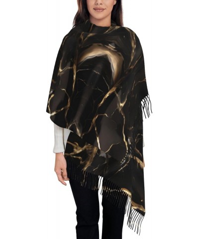 Black Gold Marble Winter Scarf,* Shawl Scarf, Warm Scarf, Soft, Comfortable Scarf, Suitable For Men And Women $13.96 Scarves