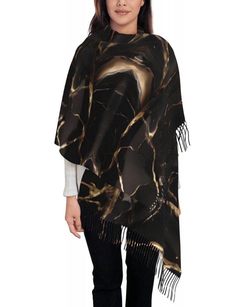 Black Gold Marble Winter Scarf,* Shawl Scarf, Warm Scarf, Soft, Comfortable Scarf, Suitable For Men And Women $13.96 Scarves