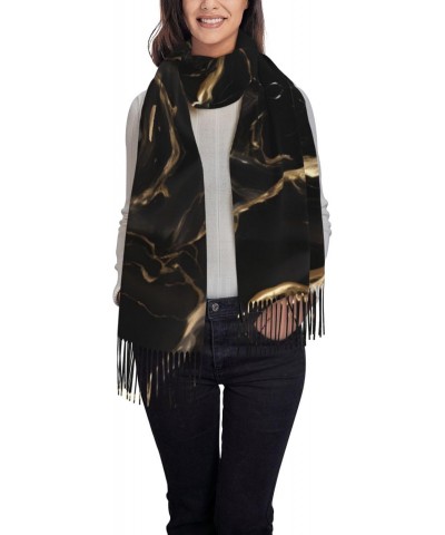 Black Gold Marble Winter Scarf,* Shawl Scarf, Warm Scarf, Soft, Comfortable Scarf, Suitable For Men And Women $13.96 Scarves